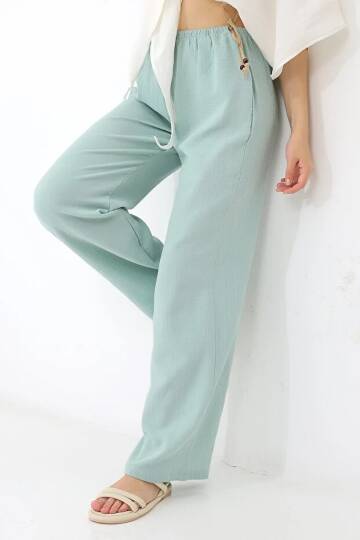 Müslin Bel Detaylı Pantolon - 2